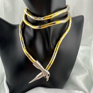 Multi Anthropologie Serpent serpentine Gold and Silver Snake Necklace
